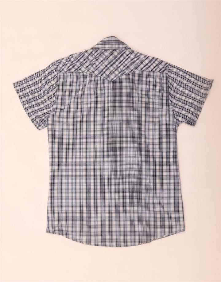 Jack & Jones Chemise à Manches Courtes Homme Bleu Moyen Carreaux Coton