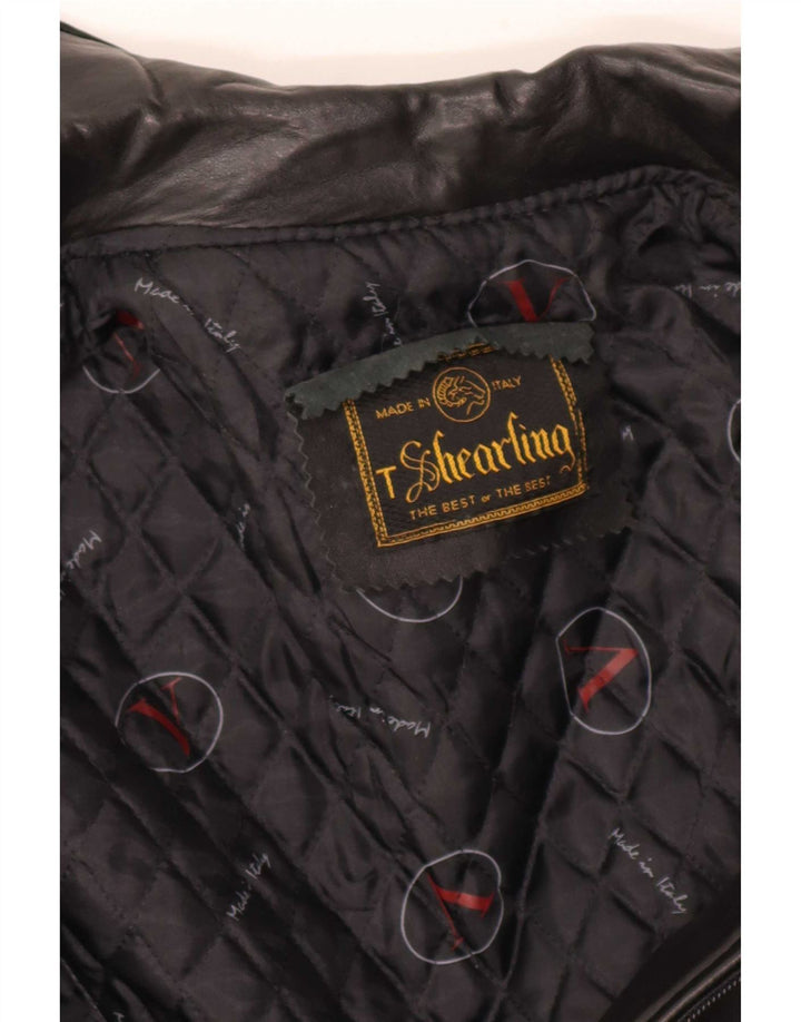 veste en cuir homme vintage UK 36 Petit Shearling Noir