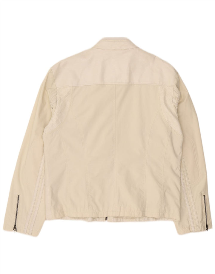 Veste en cuir surdimensionnée femme vintage IT 44 Cuir blanc moyen