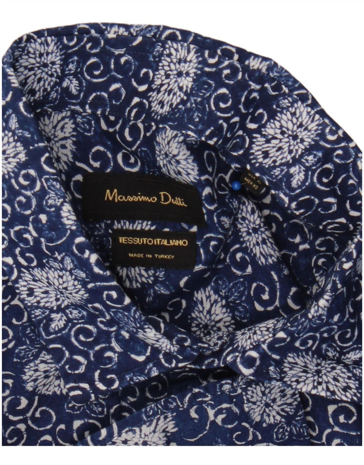 Massimo Dutti Chemise Homme XL Bleu Marine Floral