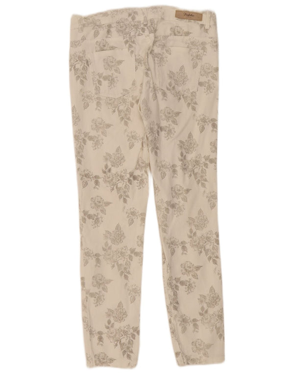 Zara Womens Trafaluc Slim Casual Pantalon EU 38 Small W28 L27 Blanc Floral