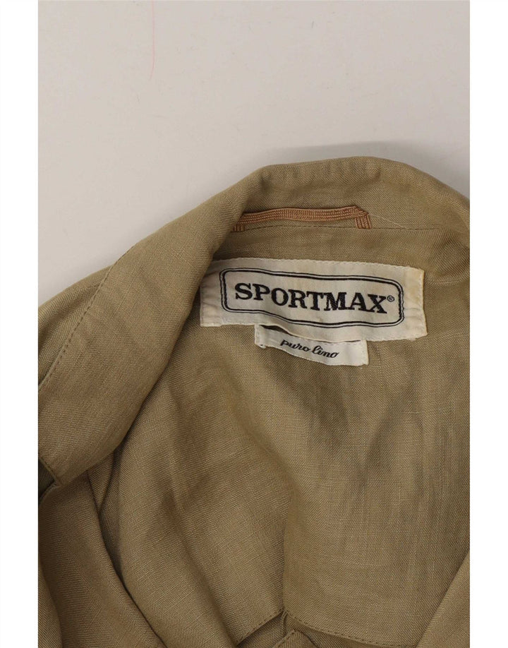 Sportmax Veste blazer double boutonnage pour femme UK 12 Lin vert moyen
