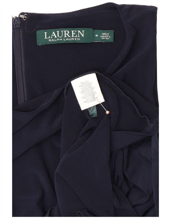 RALPH LAUREN Robe fourreau sans manches pour femme US 4 Small Bleu marine Polyester