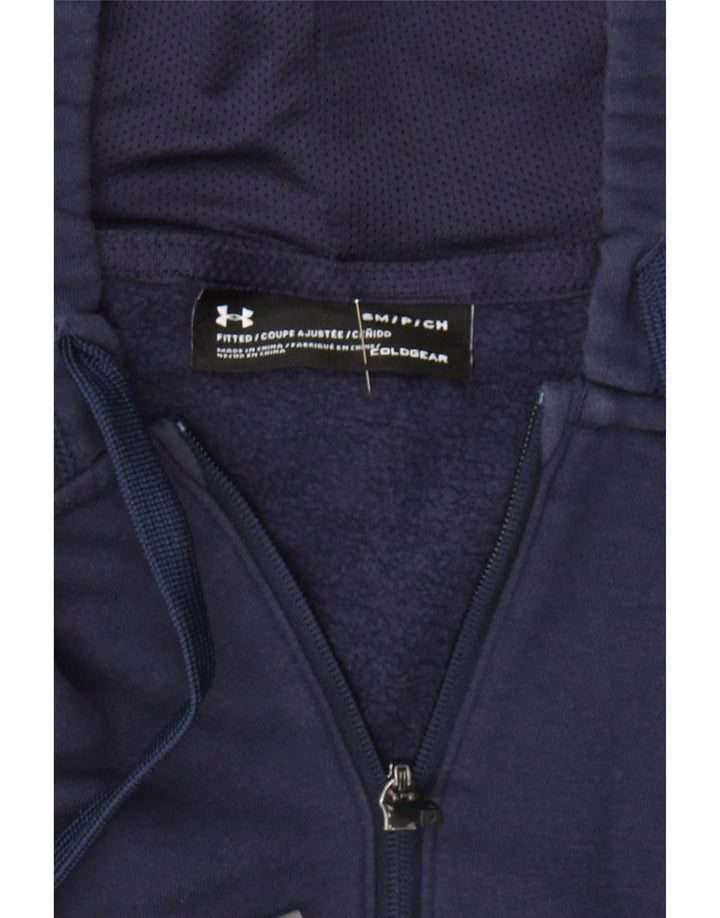 UNDER ARMOUR Mens Cold Gear Zip Hoodie Sweater Small Navy Blue Polyester Vintage Under Armour and Second-Hand Under Armour from Messina Hembry 