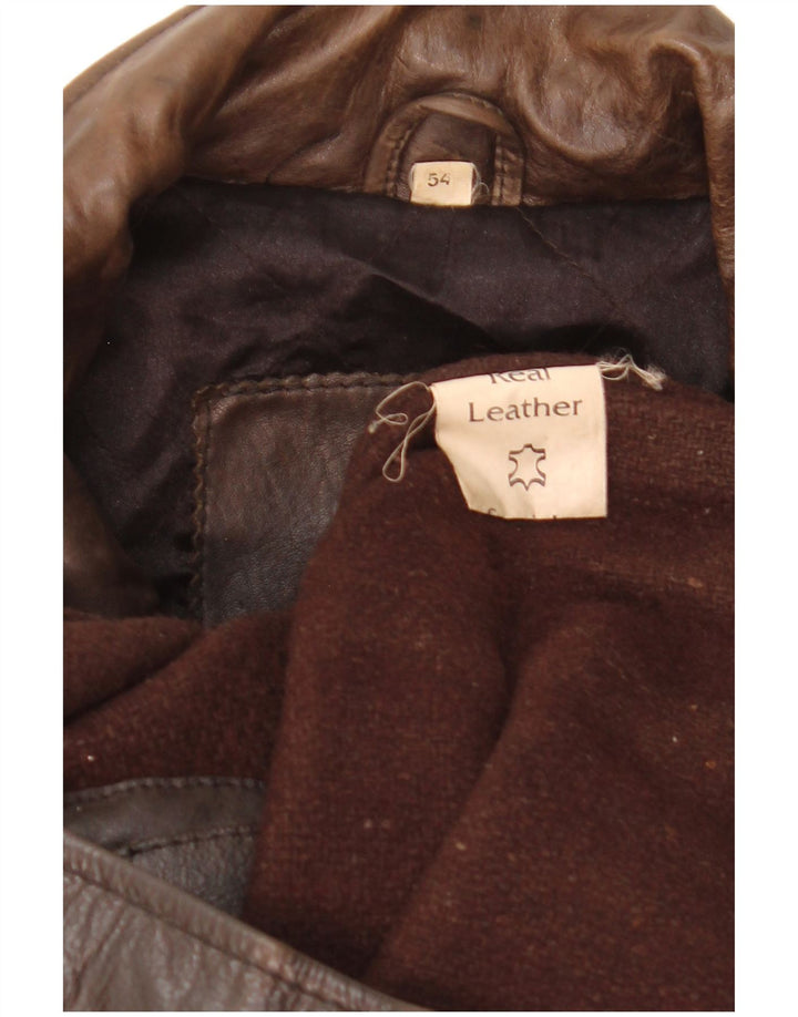 Veste en cuir homme vintage IT 54 2XL Cuir marron
