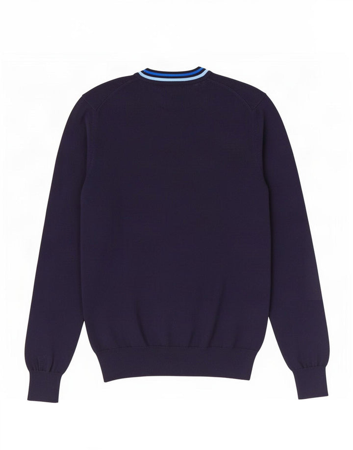 Fred Perry Pull Col V Homme Bleu Marine Moyen Coton