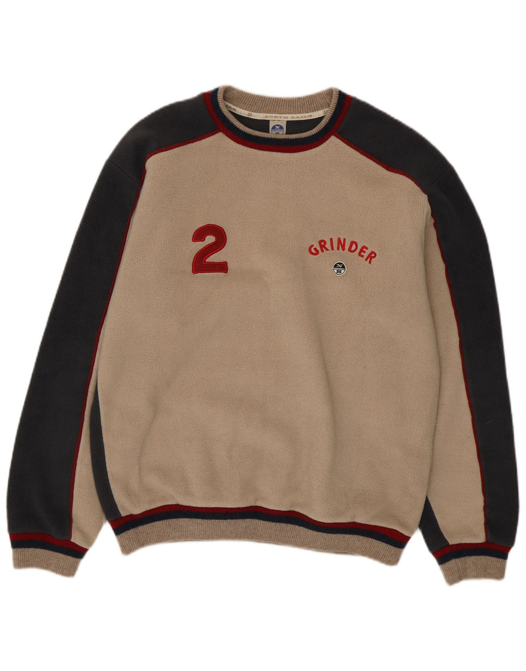 North Sails Pull polaire graphique pour homme Large Beige Colorblock Polyester