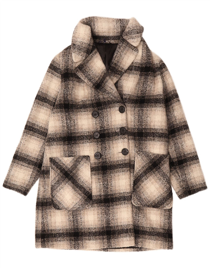 Marks & Spencer Manteau croisé pour femme UK 16 Grand carreaux beiges