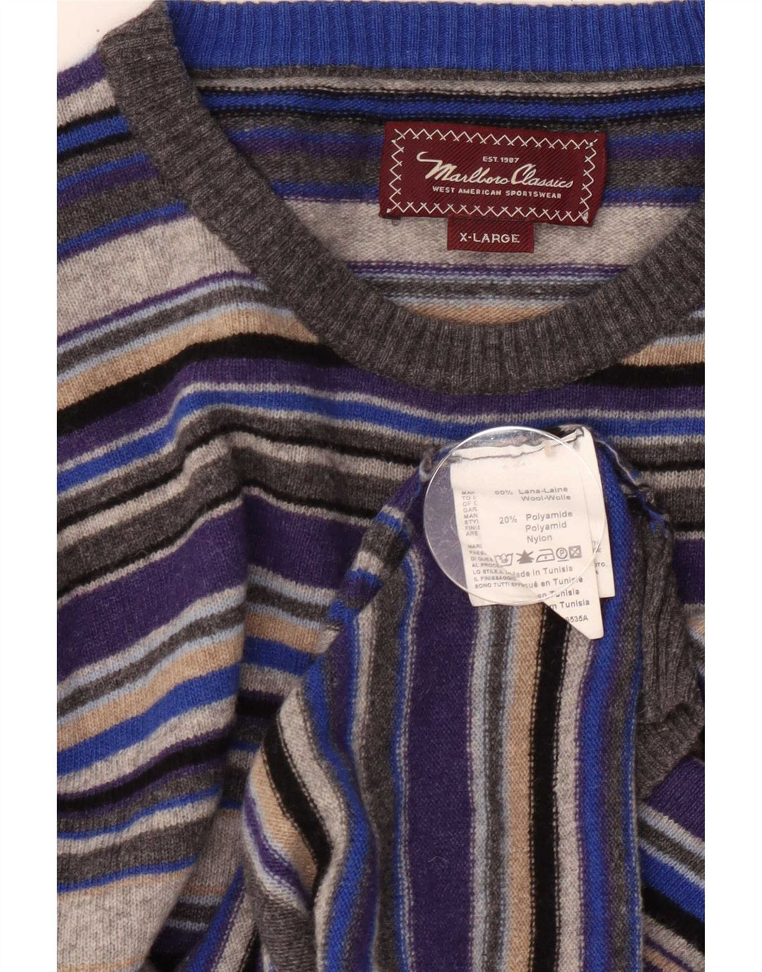 Marlboro Classics Pull col rond pour homme XL rayé multicolore