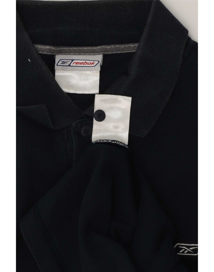 Reebok Polo Homme Bleu Marine Moyen Rayé Coton