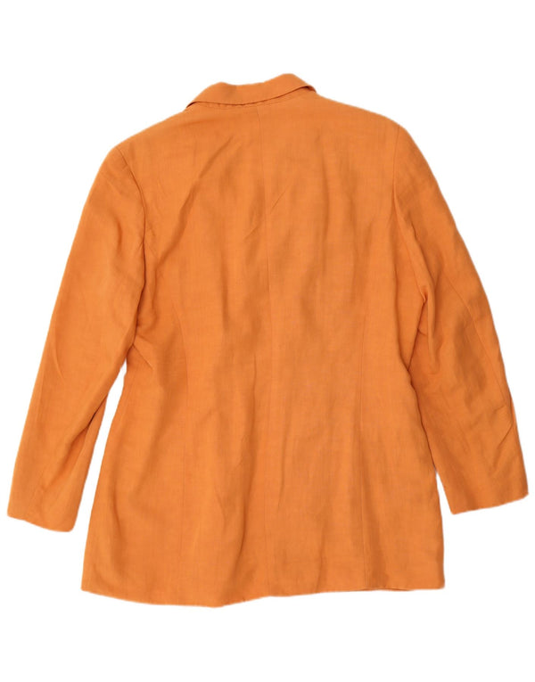 vintage Femme Double Breasted Blazer Veste UK 16 Grande Viscose Orange
