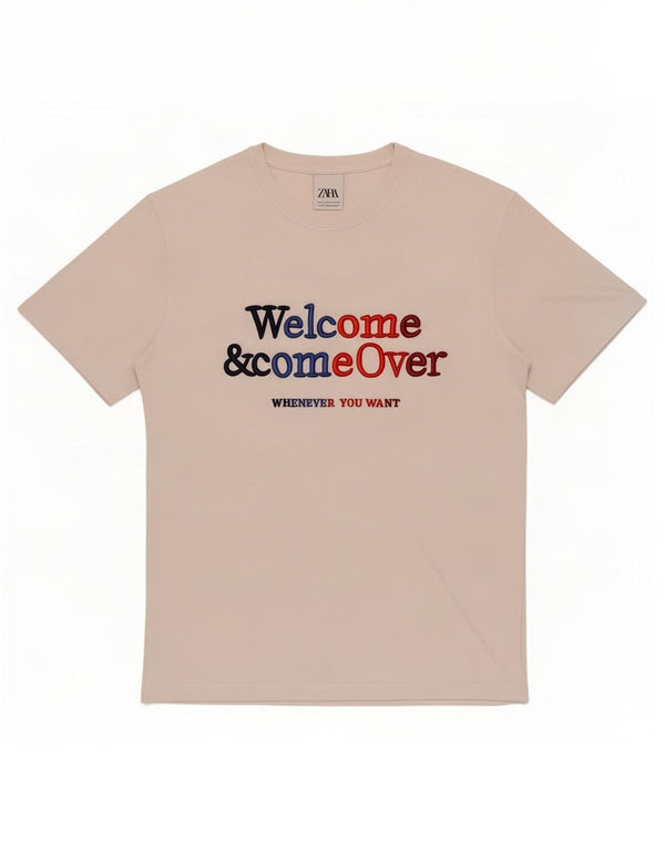 Zara T-Shirt Graphique Homme Petit Blanc