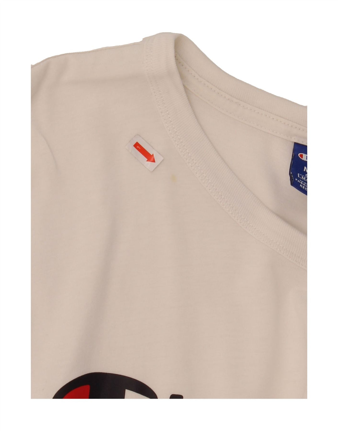 CHAMPION Mens Graphic T-Shirt Top Medium White Colourblock Cotton Vintage Champion and Second-Hand Champion from Messina Hembry 