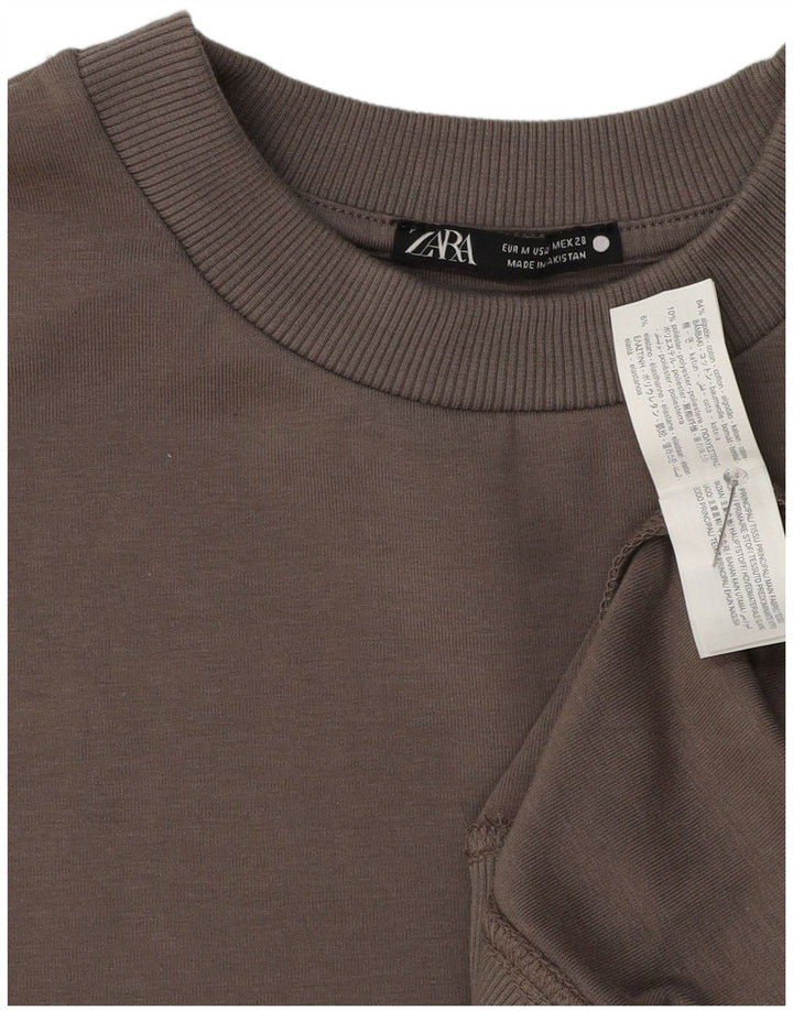Zara Sweat-shirt surdimensionné à manches courtes pour femme UK 14 Gris moyen