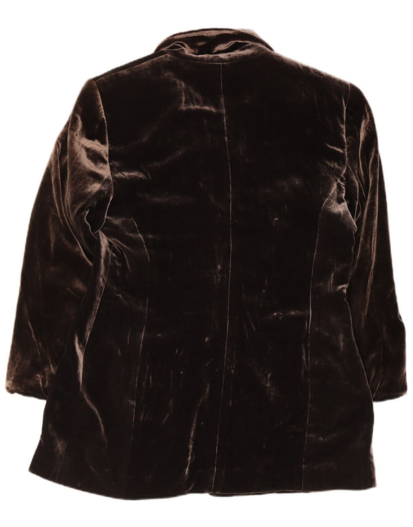 APRIORI Veste Blazer 3 Boutons Femme UK 14 Grande Soie Marron