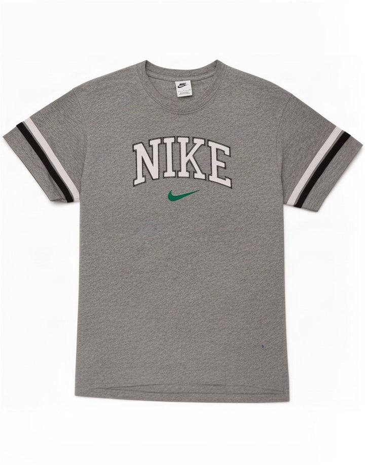 Nike Mens Graphic T-Shirt Top Petit Gris Rayé Coton