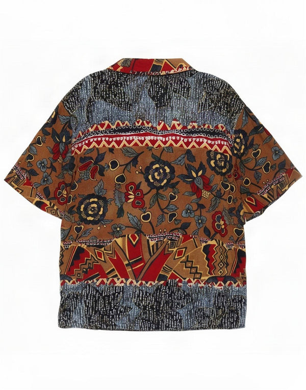 Benetton Chemisier à manches courtes pour femme IT 46 Large Floral multicolore