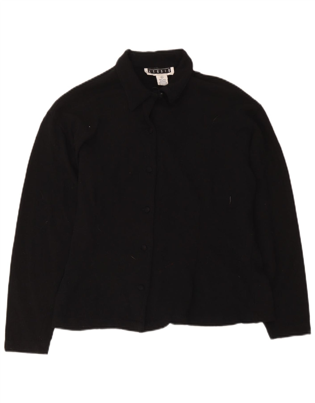 Studio Chemise à manches longues pour femme Coupe classique UK 44 Large Noir Laine Classique