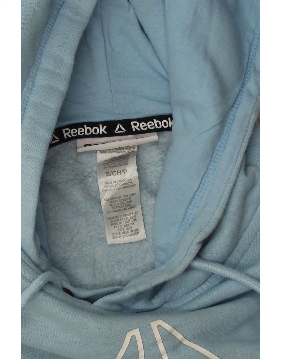 Reebok Pull à capuche graphique homme petit bleu coton