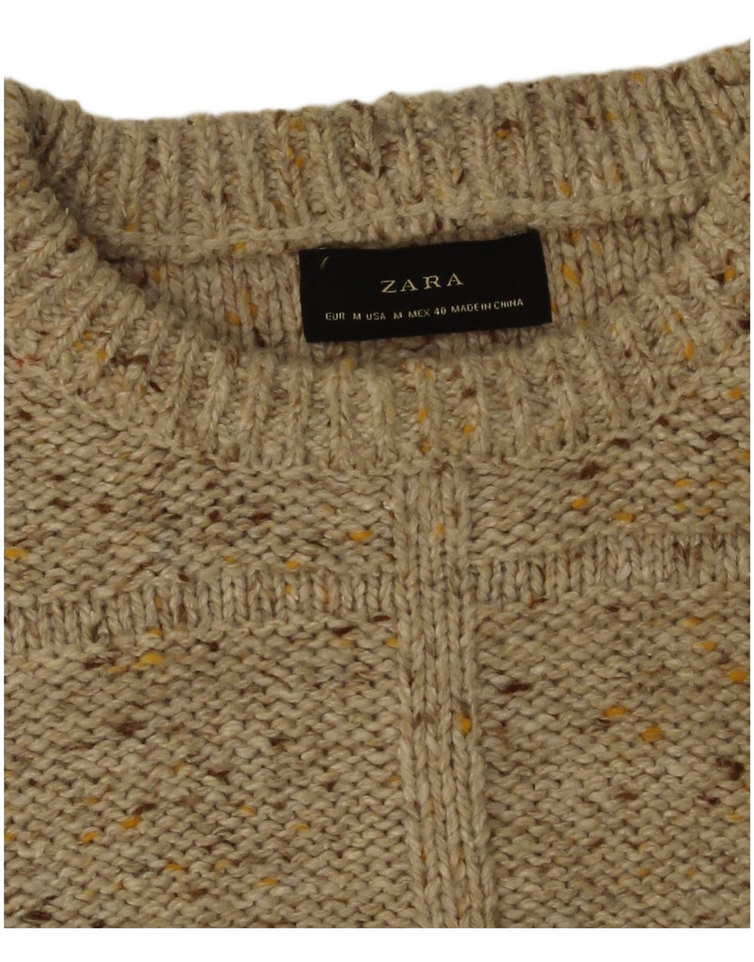 Pull Col Bateau Zara Homme Beige Moyen Moucheté