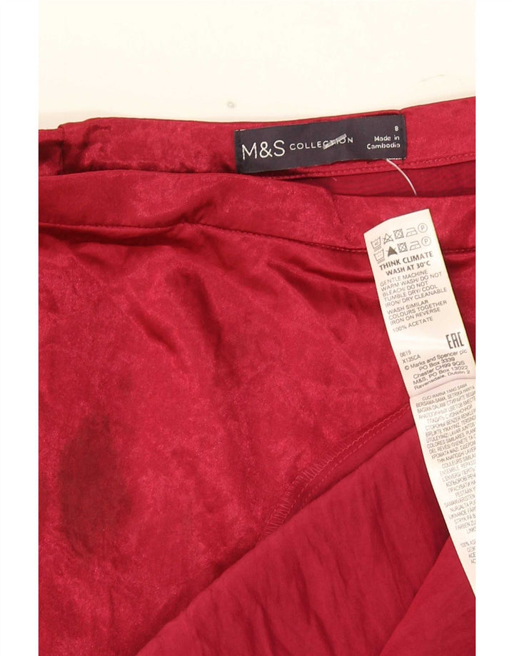 Marks & Spencer Jupe trapèze pour femme UK 8 Small W26 Acétate rouge