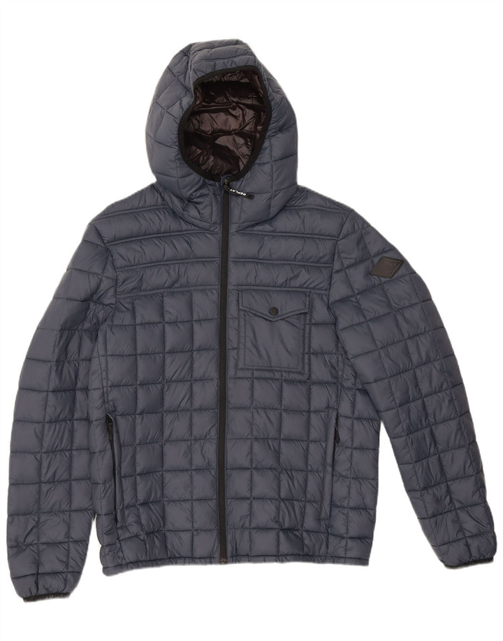 Replay Veste matelassée à capuche pour femme UK 16 Large Bleu Marine Polyamide