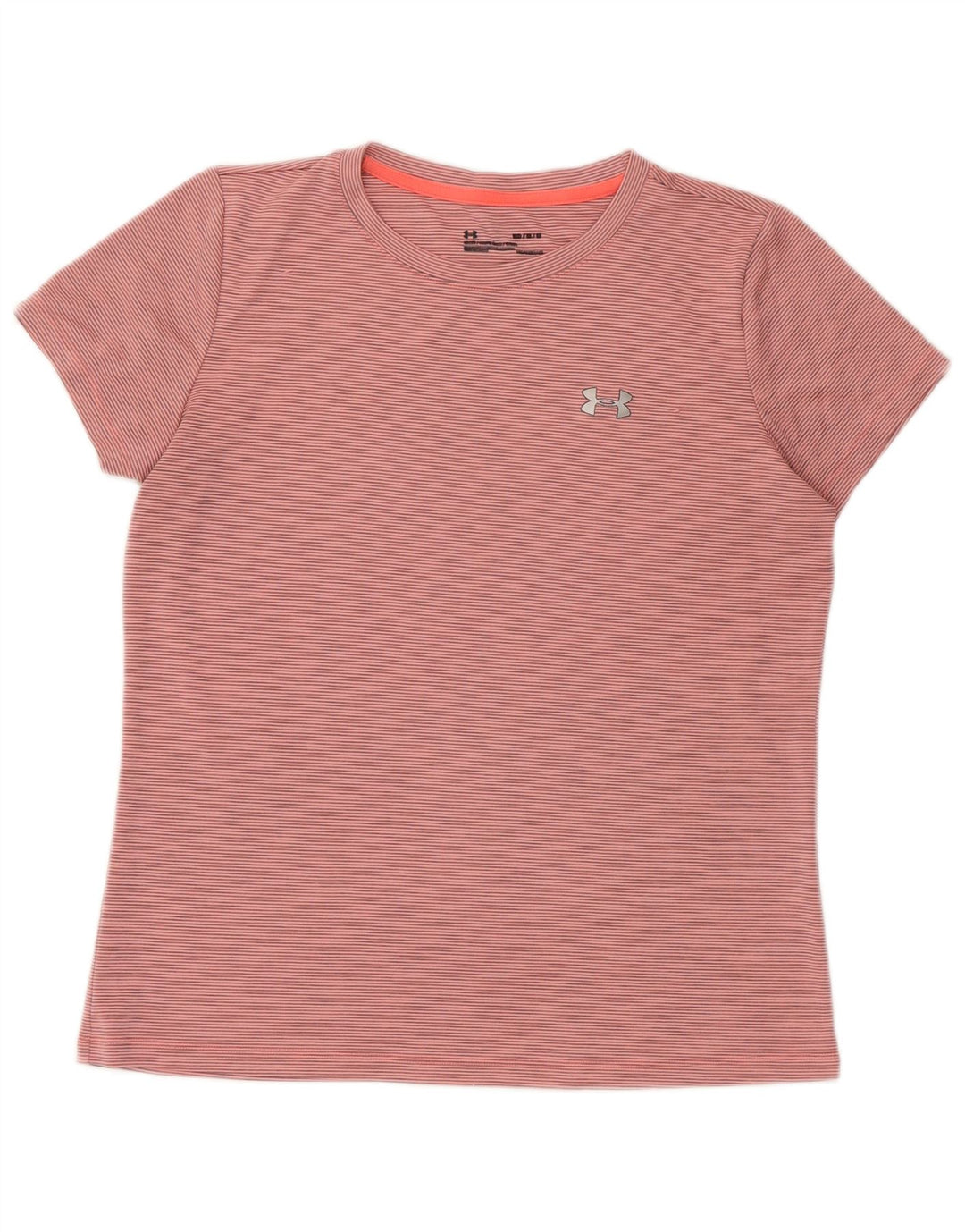 UNDER ARMOUR T-shirt Heat Gear pour femme UK 14 Rose moyen à fines rayures
