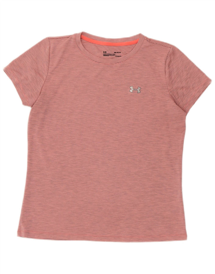UNDER ARMOUR T-shirt Heat Gear pour femme UK 14 Rose moyen à fines rayures