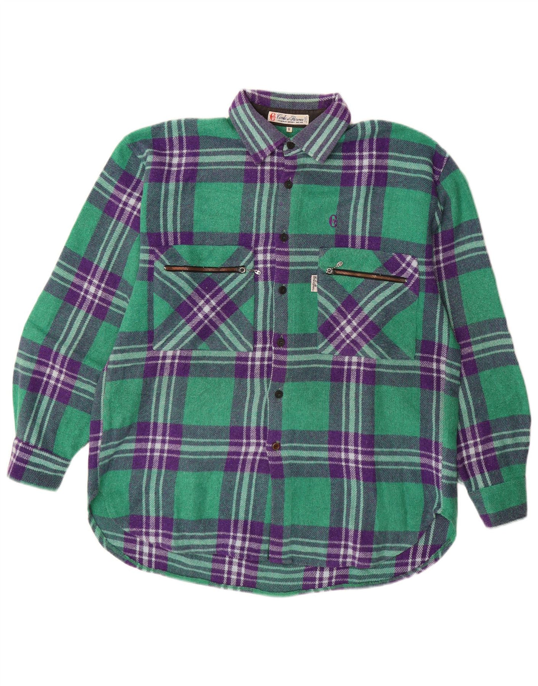 CONTE OF FLORENCE Chemise Flanelle Homme Laine à Carreaux Vert Moyen