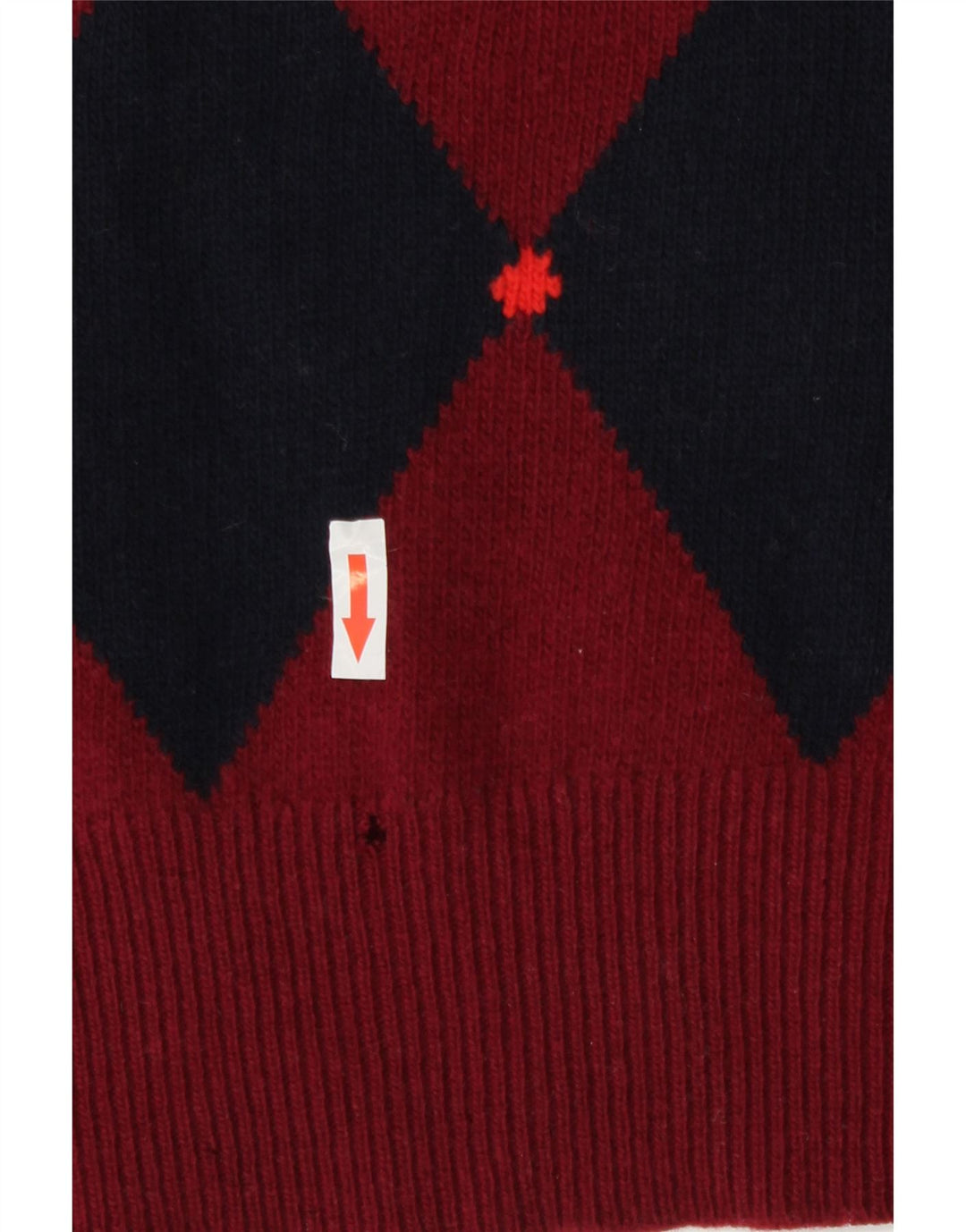 vintage Mens V-Col Jumper Pull Moyen Bourgogne Argyle/Diamond Lambswool