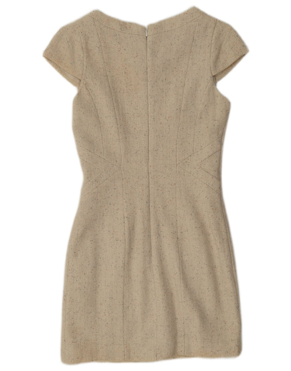 Warehouse Robe fourreau pour femme UK 8 Petite laine mouchetée beige