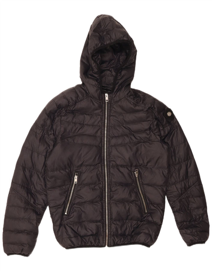 DIESEL Veste matelassée à capuche pour homme UK 36 Small Noir Nylon
