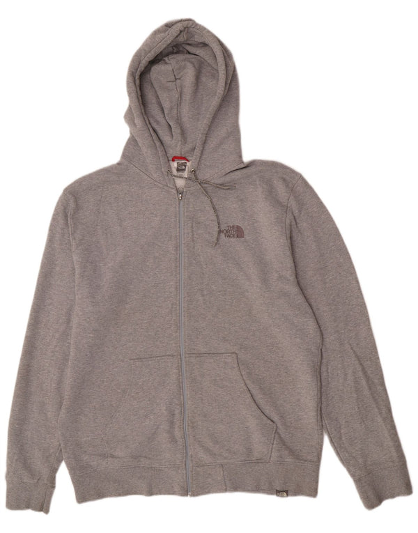 The North Face Pull à capuche zippé pour homme XL en coton moucheté gris