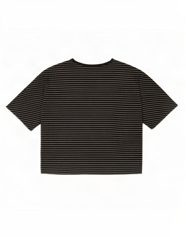 Benetton T-shirt court surdimensionné pour femme UK 10 Petites rayures noires