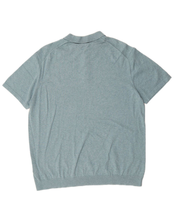 Marks & Spencer Pull à manches courtes et col polo pour homme XL en coton bleu