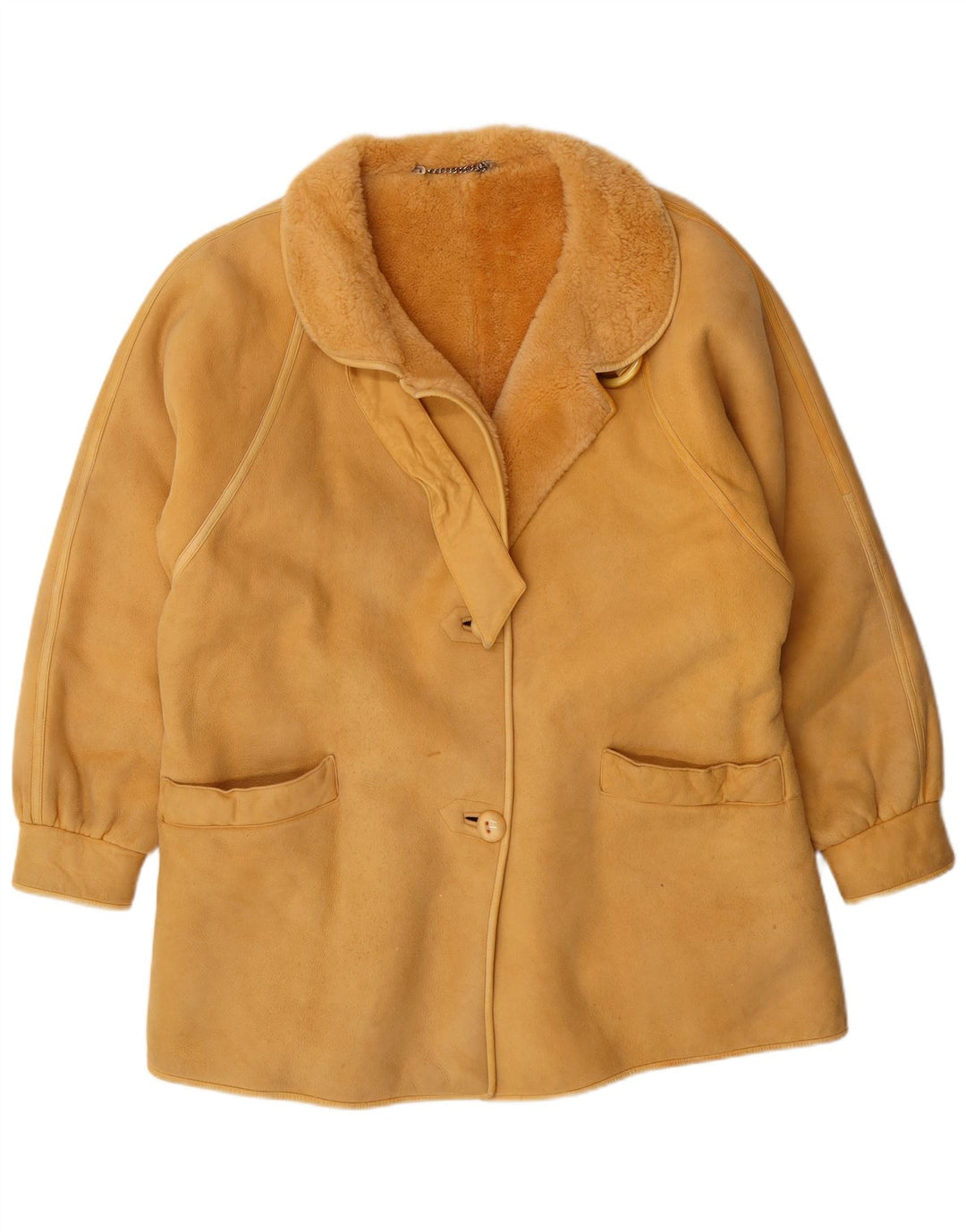 manteau en peau de mouton femme vintage IT 46 Grand mouton en peau de mouton beige