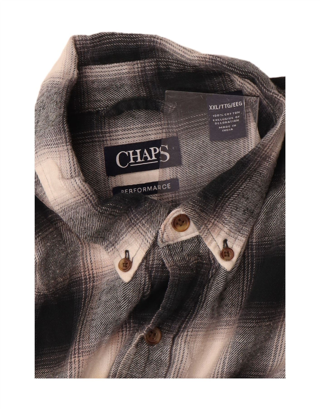 Chaps Chemise en flanelle pour homme 2XL Gris à carreaux en coton