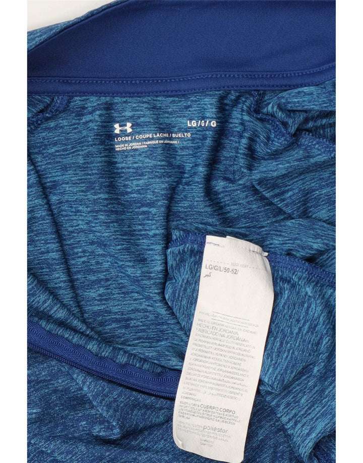 Under Armour Haut de survêtement à col zippé pour homme, grand, bleu moucheté