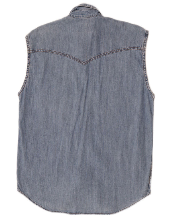 Wrangler Chemise en jean sans manches pour homme Petit coton bleu