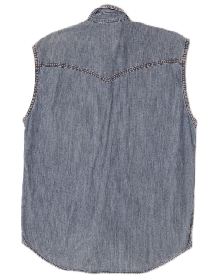 Wrangler Chemise en jean sans manches pour homme Petit coton bleu