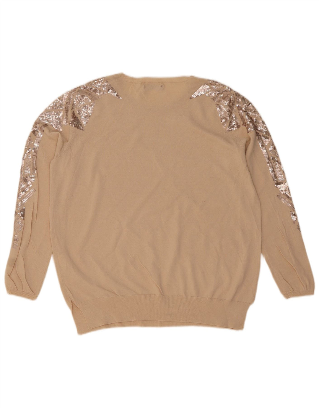 Zara Pull ras du cou pour femme UK 14 Beige moyen géométrique