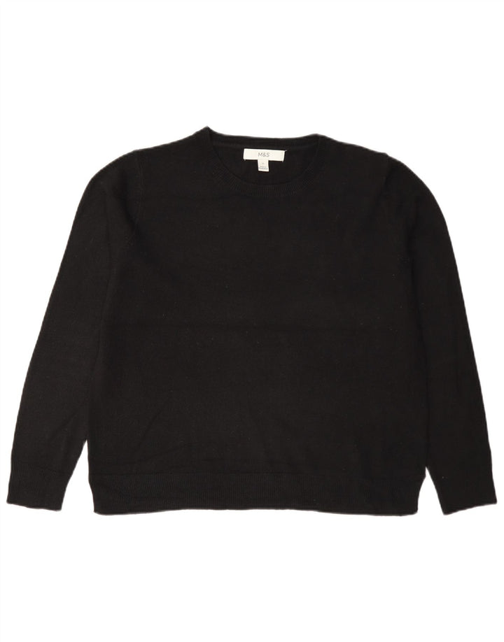 Marks & Spencer Pull à col rond pour femme UK 12 Acrylique noir moyen