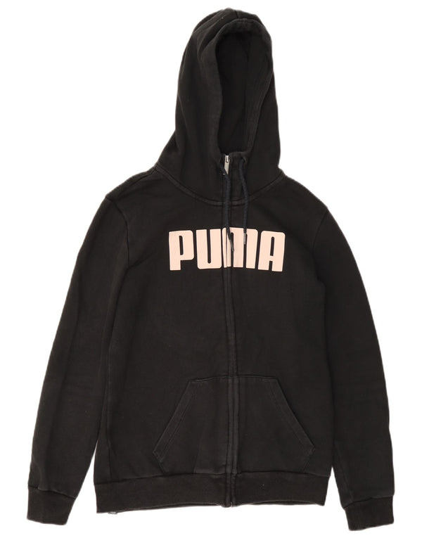 Puma Pull à capuche zippé pour femme Graphic Regular Fit UK 10 Petit coton noir