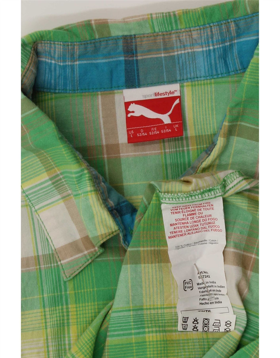 Nike Chemise à manches courtes pour homme en coton à carreaux verts