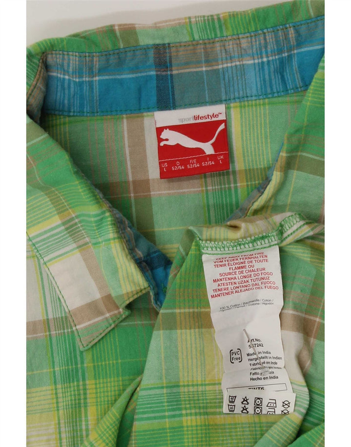 Nike Chemise à manches courtes pour homme en coton à carreaux verts
