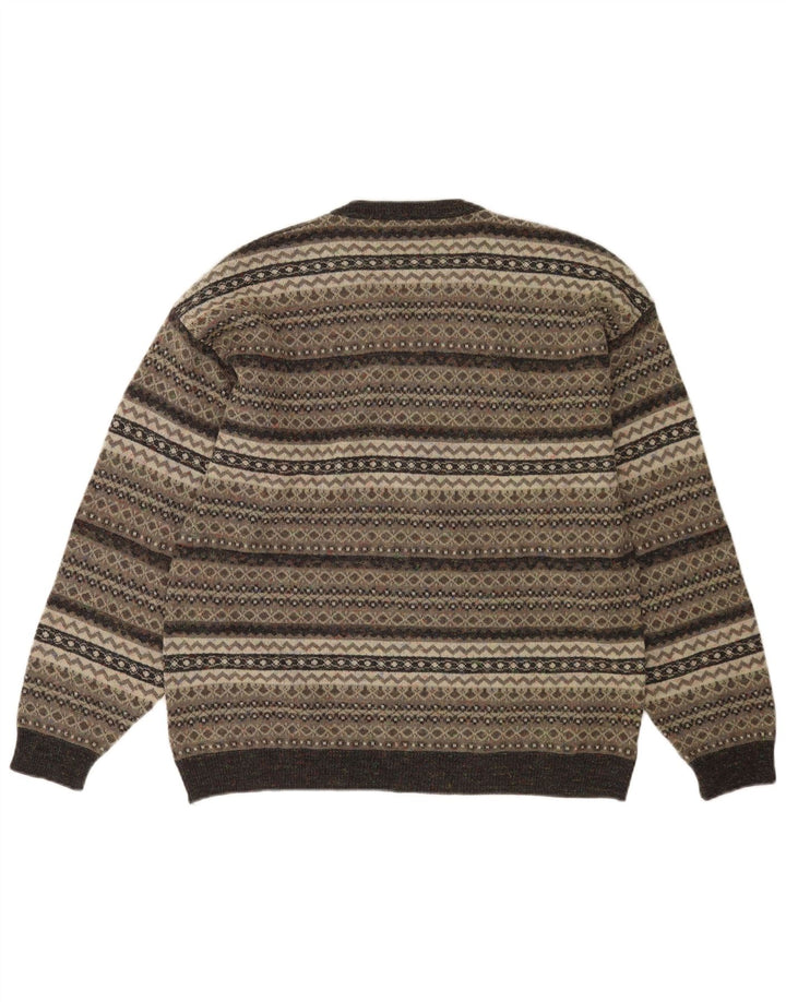 Enzo Goti Pull col V pour homme Gris moyen Fair Isle Polyacrylique