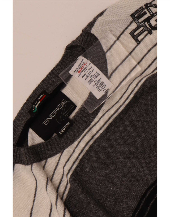 Sixty Pull Col Rond Homme Gris Moyen Rayé Viscose