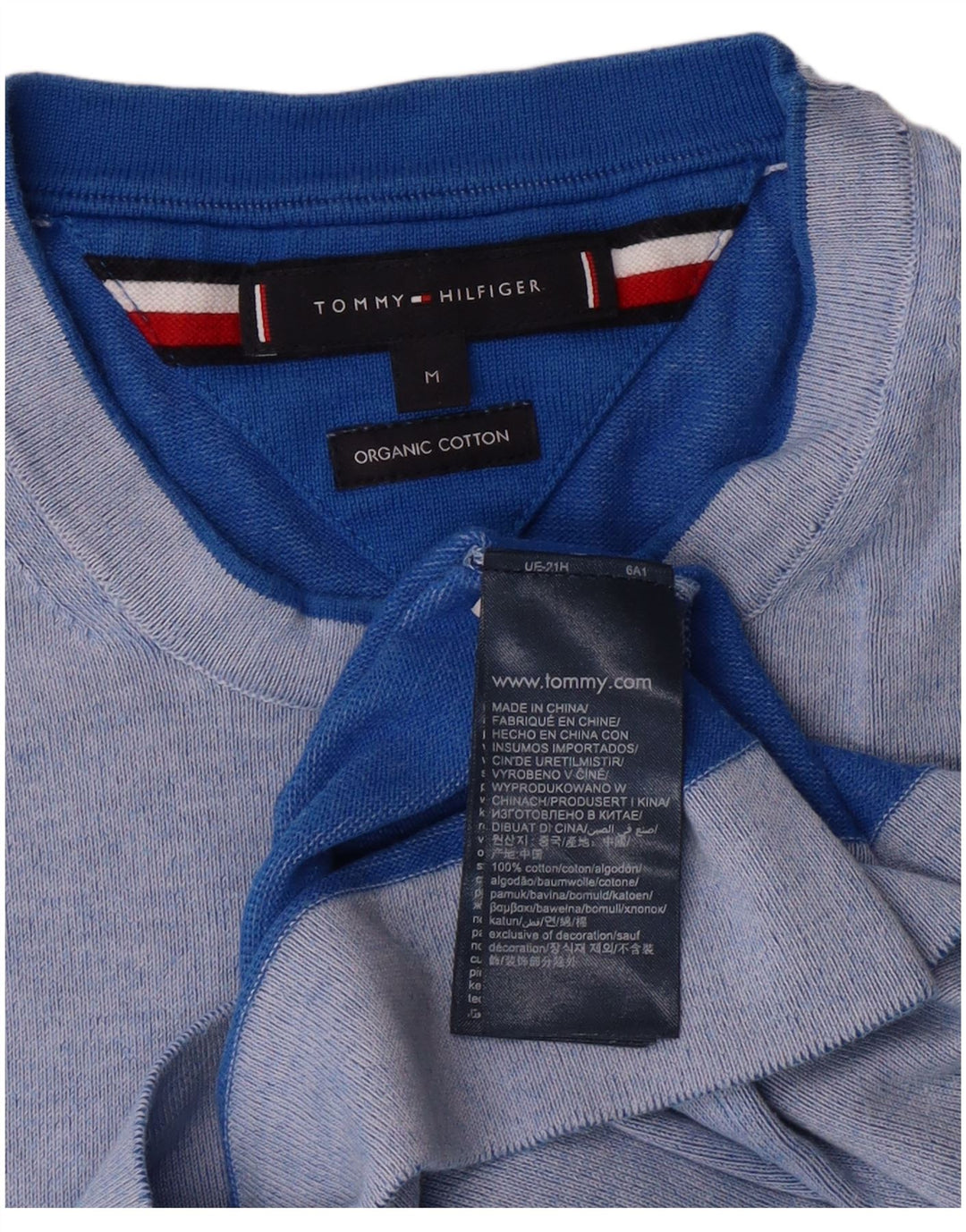 TOMMY HILFIGER Pull Col Ras du Cou Homme Bleu Moyen Coton