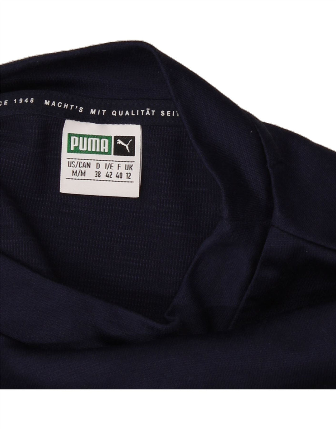 PUMA Womens Oversized Crop Graphic T-Shirt Top UK 12 Medium Navy Blue Vintage Puma and Second-Hand Puma from Messina Hembry 