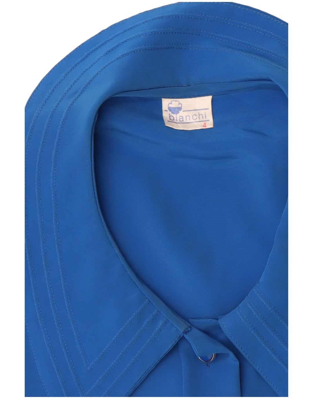 vintage Femme Chemise Blouse UK 14 Grand Bleu Polyester